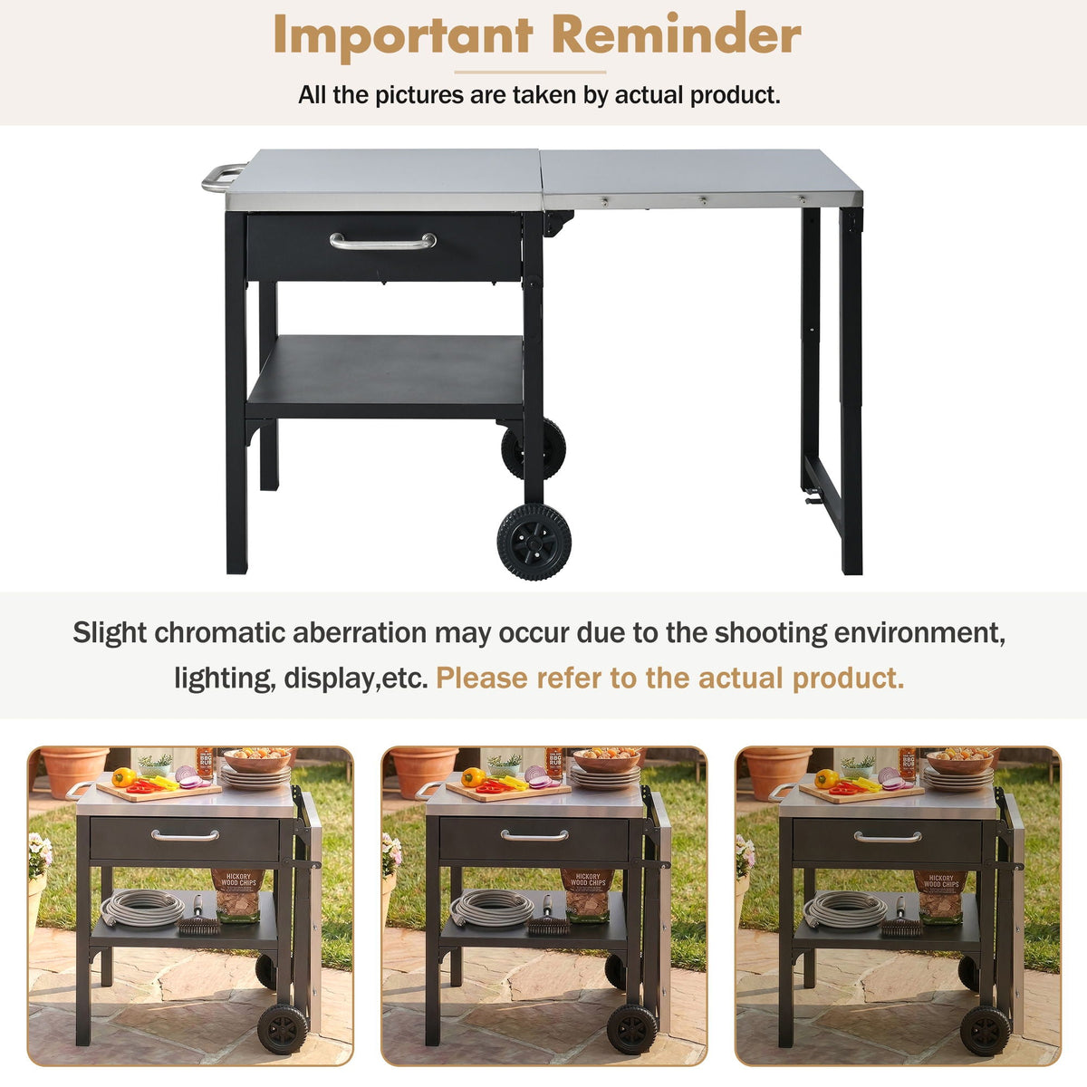 Foldable Outdoor Kitchen Cart With Storage For Patio, photo 5 of 35