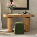 Jesse - Single Drawer Fluted Oval Console Desk - Honey Brown by Unique Piece Furniture