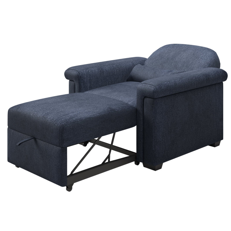 3 in 1 Convertible Sleeper Chair Sofa Bed Pull Out Couch Adjustable Chair with Pillow, Adjust Backrest into a Sofa, Lounger Chair, Single Bed or Living Room or Apartment, Dark Blue