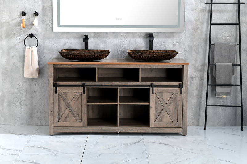 22.25" L -14.5" W -4.5" H Golden Handmade Glass Rectangle Vessel Bathroom Sink in Brown and Gold Fusion Finish with Faucet and Pop-Up Drain in Matte Black