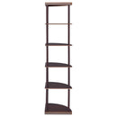 Corner Bookcase With 5 Shelves, Compact Design For Living Room - Cappuccino