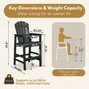 HDPE Bar Height Adirondack Chair with Cup Holder
