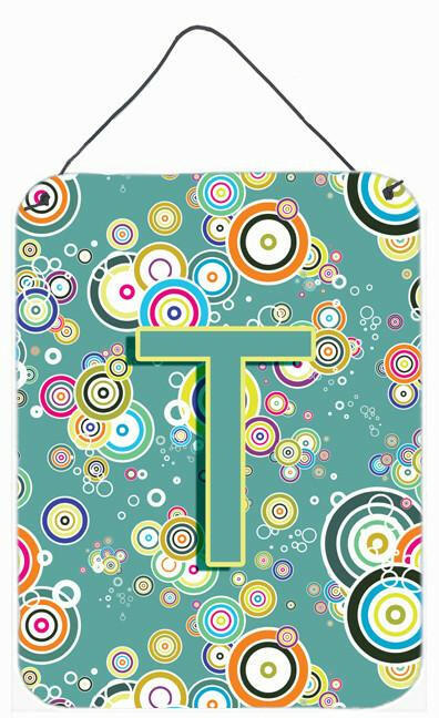 Letter T Circle Circle Teal Initial Alphabet Wall or Door Hanging Prints CJ2015-TDS1216