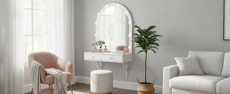 Floating Makeup Vanity Desk with Mirror & 3-Color Lights, photo 10 of 10