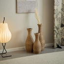 3 Piece Artificial Rattan Floor Vase Set Decorative Accent For Living Room, Hallway & Entryway, Ideal For Dried Or Silk Flower Arrangements - Beige by HouseOfZazla