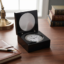 Black Square Wood Box with Clock & Engraving Plate by creativegiftsdirect