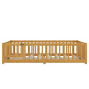 Montessori Floor Bed with Safety Guardrails - Pine Wood