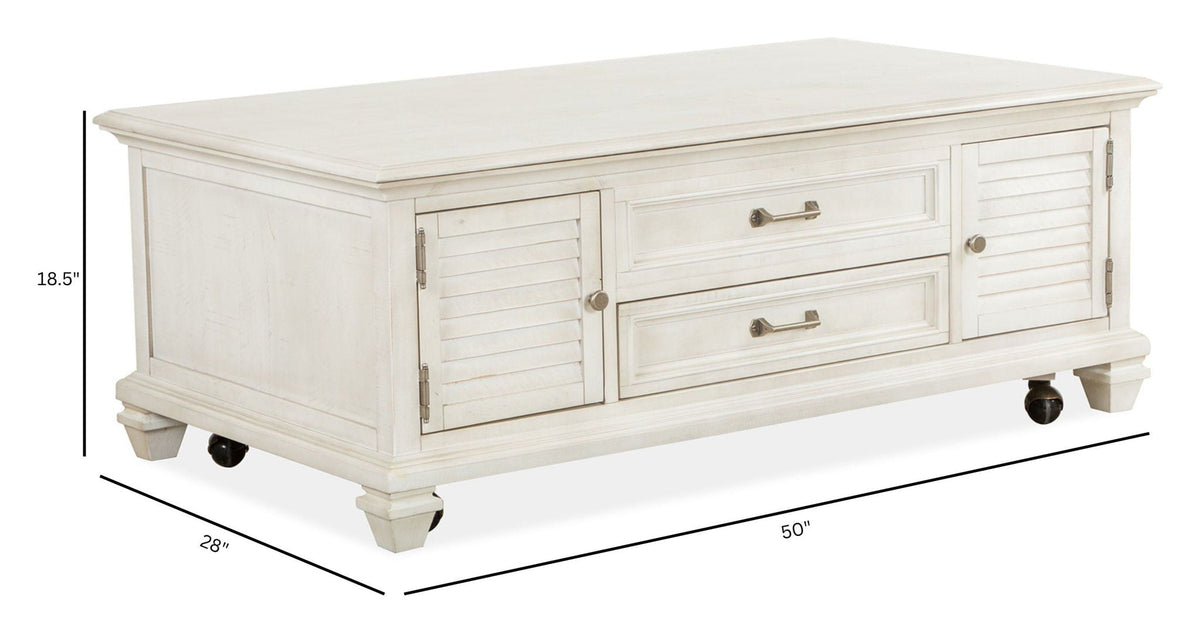 Newport - Lift Top Storage Cocktail Table (With Casters) - Alabaster, photo 2 of 7