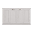 Twin Size Horizontal Murphy Bed With Dual Piston System, Space Saving Wall Bed Folds Into Cabinet - Rustic White by HouseOfZazla