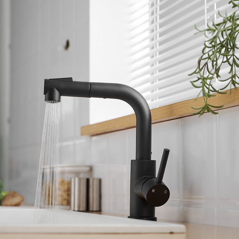Black Kitchen Sink Faucet with Pull Down Sprayer, photo 8 of 10