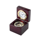 Square Wood Box With Clock & Compass In Piano Finish by creativegiftsdirect