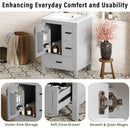 Bathroom Vanity With Sink, Soft Close Door, Double Layer Door Shelf And 3 Drawers - Gray by HouseOfZazla