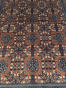 Hand-Knotted Afghani Bukharayi Rug | 6'7" x 10' Wool Area Carpet – Traditional Geometric Design