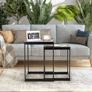 Set of 2 Modern Nesting End Tables with Metal Legs for Living Room-Rustic Brown by LJGDeals
