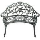 Outdoor Cast Aluminum Patio Bench Antique Rose by LJGDeals
