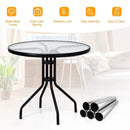 32 Inch Outdoor Patio Round Tempered Glass Top Table with Umbrella Hole by LJGDeals