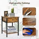 Industrial End Side Table Nightstand with Drawer Shelf by DirectDeals