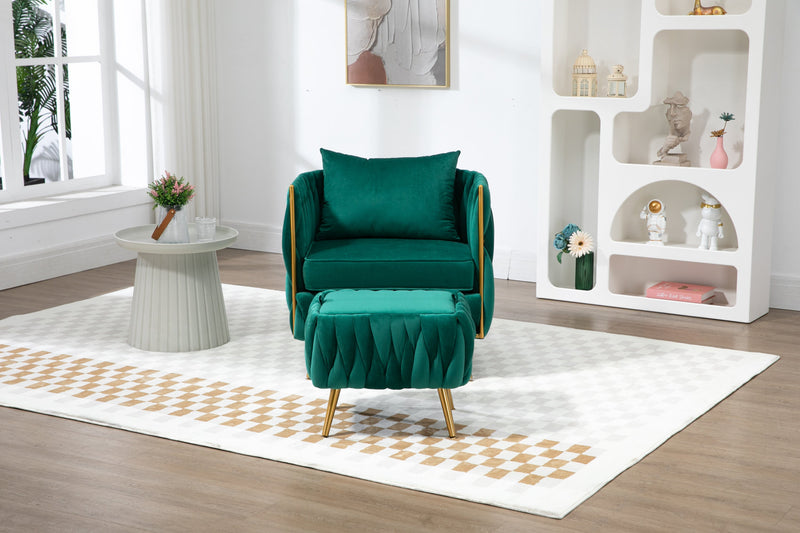 Accent Chair with Storage Ottoman Chair Tufted Barrel Chair Set Arm Chair for Living Room Bedroom