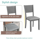 5 Piece Modern Dining Set, Square Wooden Dining Table with 4 Upholstered Chairs for Kitchen, Dining Room, Gray