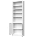 Bookcase Tall 5-Tier Adjustable Storage Shelf With Door Deep - White by HouseOfZazla