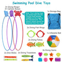 24Pcs Diving Toys Swimming Pool Toys Swim Toys for Kids Aged 3+ Years Old Swim Thru Rings Torpedoes Gems Volleyball Storage Bag by GBruno Store