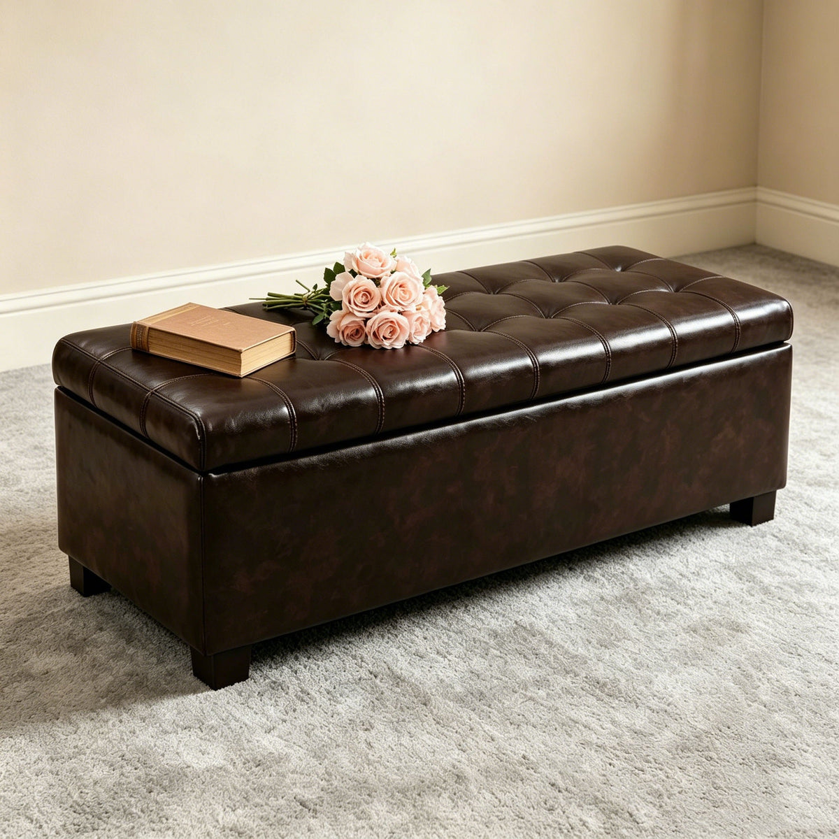 Elegant Tufted Storage Ottoman Bench, photo 5 of 18