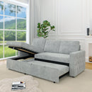 85 Inches Sofa Bed, 3 Seater Sleeper Sofa with Storage Chaise, Square Handrail With Pull and Copper nail,Chenille-Light Grey, Pull Out Couch for Living Room