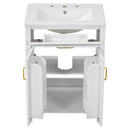 Modern Bathroom Vanity With Ceramic Sink, Soft-Close Doors, Flip Drawer, U-Shaped Shelves, Elegant Storage Solution by HouseOfZazla