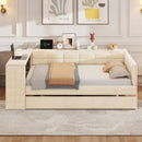 Upholstered Platform Bed With Storage Shelves, Desk, Charging Station And Trundle by HouseOfZazla