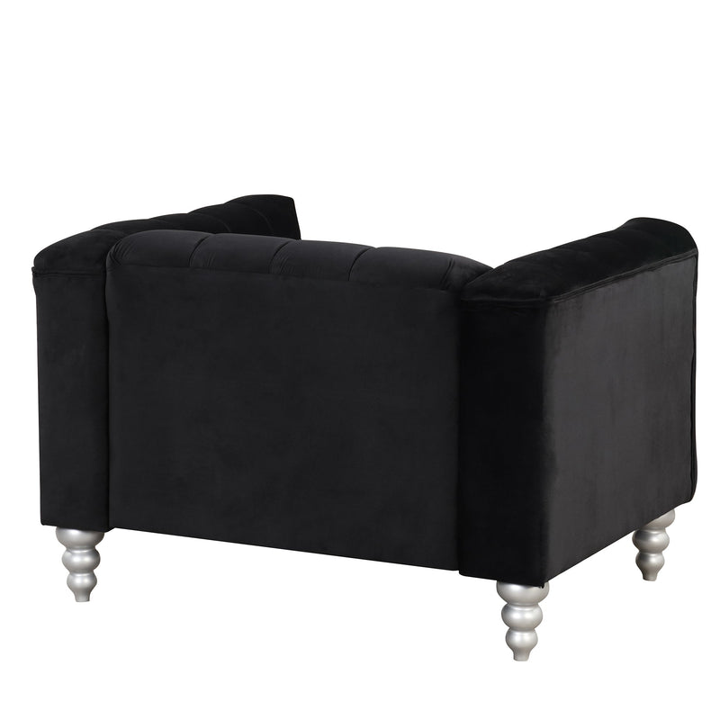 42" Modern Sofa Dutch Fluff Upholstered sofa with solid wood legs, buttoned tufted backrest