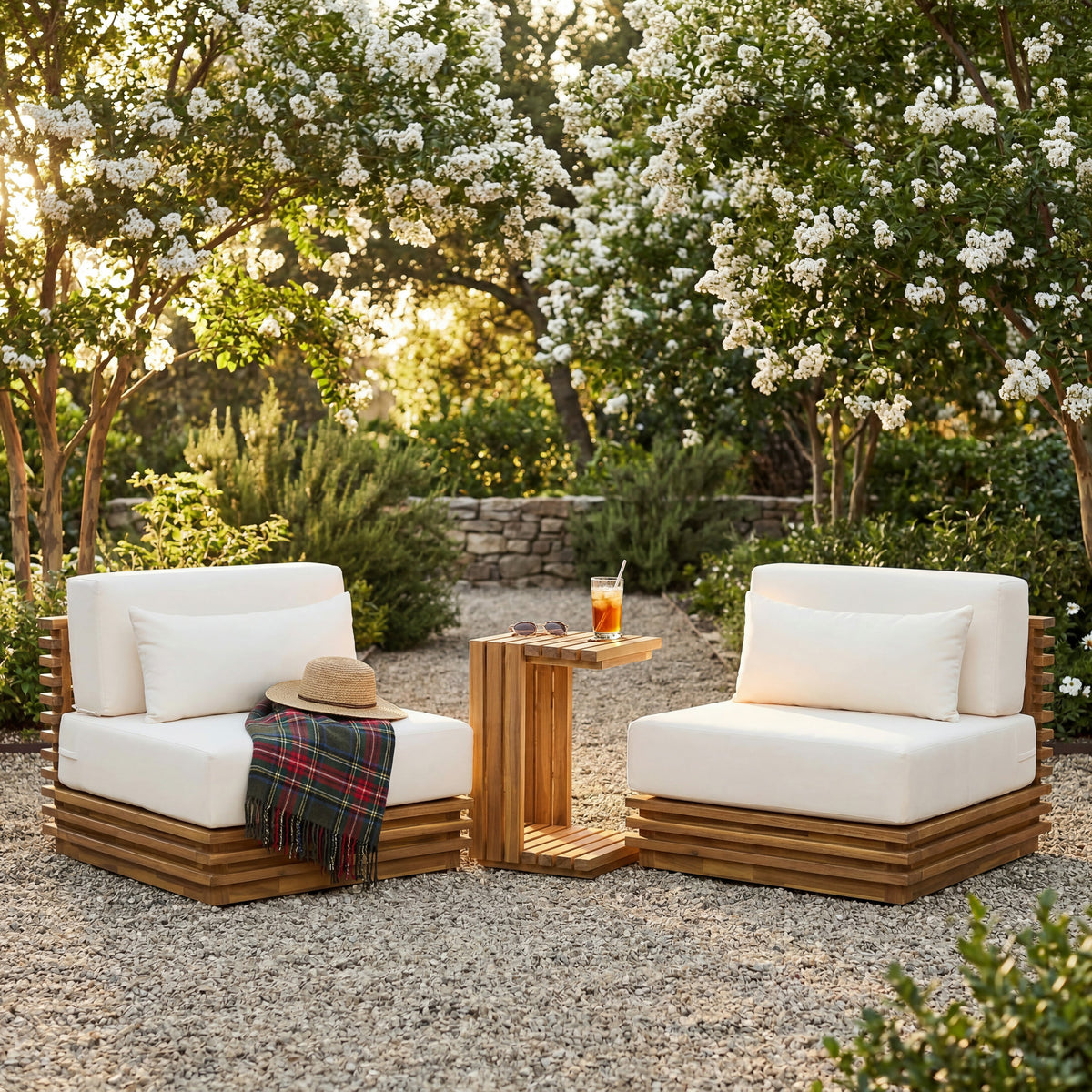 Oversized Outdoor 3-Piece Chat Set with Two Club Chairs and Side Table, photo 2 of 10