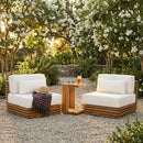 Oversized Outdoor 3-Piece Chat Set with Two Club Chairs and Side Table