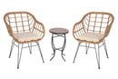 3 Pieces Outdoor Conversation Set, Patio Bistro Sets with 2 PE Wicker Chairs and Coffee Table for Backyard