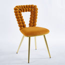 Modern Chair With Iron Tube Legs, Soft Cushions And Comfortable Backrest, Suitable For Dining Room, Living Room, Cafe, Hairball Back by Unique Piece Furniture