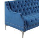78" Modern Sofa Dutch Plush Upholstered Sofa with Metal Legs, Button Tufted Back Blue
