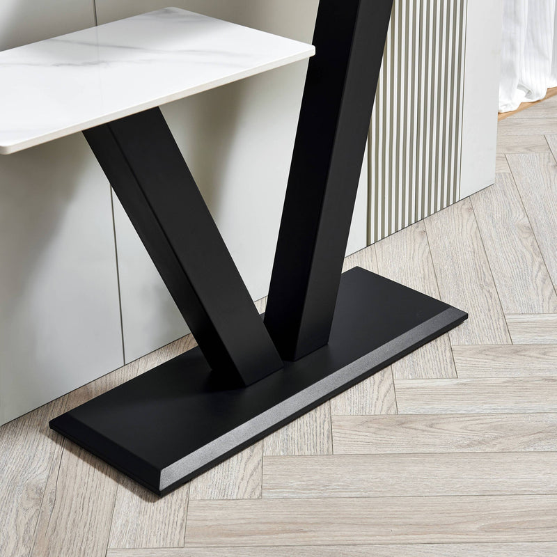 47.2"Modern Console Table, Exquisite shape design, Metal Frame with Adjustable foot pads for Entrance, Corridor, Living room & Office.(Black)