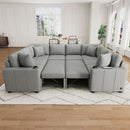 Modern U-Shaped Sectional Sofa Convertible Pull-Out Sofa Bed With USB Ports And Cup Holders by Unique Piece Furniture