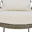 4-Piece Rattan Outdoor Patio Conversation Set with Seating Set for 5 and Coffee Table for Porch, Backyard and Garden (Brown Grey)