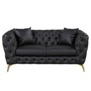 65.5" Modern Sofa Couch PU Upholstered Loveseat Sofa with Sturdy Metal Legs, Button Tufted Back for Living Room, Apartment, Home Office, Black