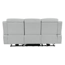 Elonzo - Power Motion Sofa With LED, Power Headrest & Speaker - Light Gray by Unique Piece Furniture