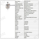 52'' Classical Crystal Ceiling Fan Lamp  3 Speed Hand Pull Chain (High, Mid, Low), 5 Reversible Blades for Living Room, Dining Room, Bedroom, Family Room, Chrome  ,3PCS*E12  (NO Include Bulb )