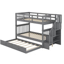 Stairway Bunk Bed With Storage And Guard Rail For Bedroom by Unique Piece Furniture