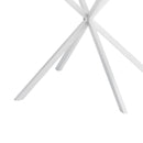 42.13" Modern Cross Leg Round Dining Table, White Top Occasional Table, Two Piece Removable Top, Matte Finish Iron Legs