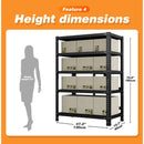 Household storage rack, adjustable display rack, basement balcony storage rack, carbon steel storage rack, 120cm * 40cm * 180cm, five floors (black)