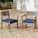 Braided Acacia Wood Outdoor Dining Chairs Set of 2 – Teak Look