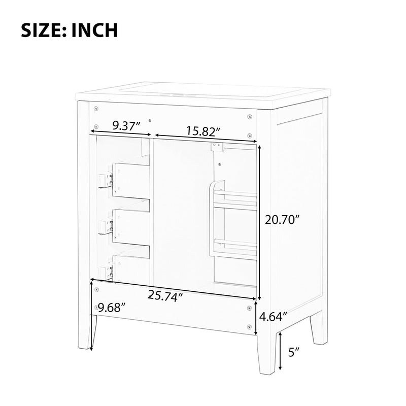 30" Bathroom Vanity with Sink Combo, Green Bathroom Cabinet with Drawers, Solid Frame and MDF Board