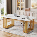 Office Executive Desk For Home Office - White / Gold by HouseOfZazla