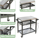 3-Shelf Outdoor Grill Table with Wheels