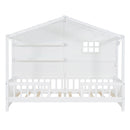 House Bed With Shelves, Window And Sparkling Light Strip On The Roof