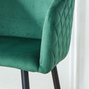 Counter Height Bar Stool, Metal Legs, Velvet Upholstered For Pub, Restaurant, Kitchen Island (Set of 2) - Black / Green by HouseOfZazla